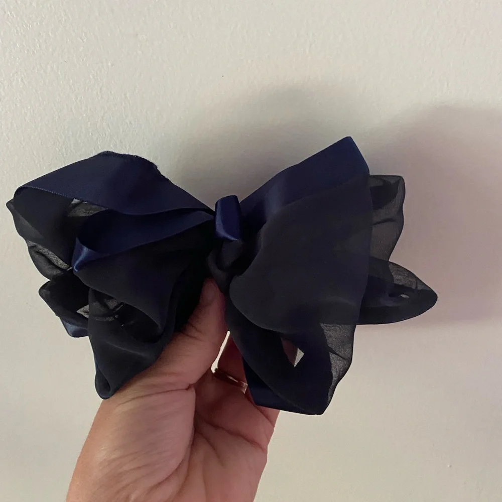Vintage Classic Christmas Holiday hair accessories 90s blue and gold‎ bows